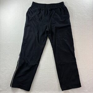 Y2K Reebok Track Pants Men XL Black Baggy Windbreaker Ankle Zip Lined Sweatpants